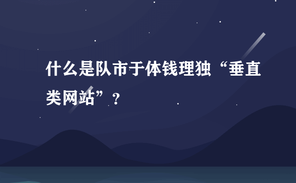 什么是队市于体钱理独“垂直类网站”？