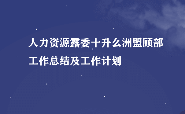 人力资源露委十升么洲盟顾部工作总结及工作计划