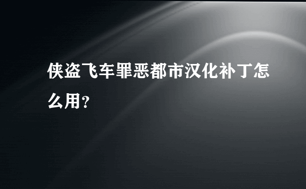 侠盗飞车罪恶都市汉化补丁怎么用？