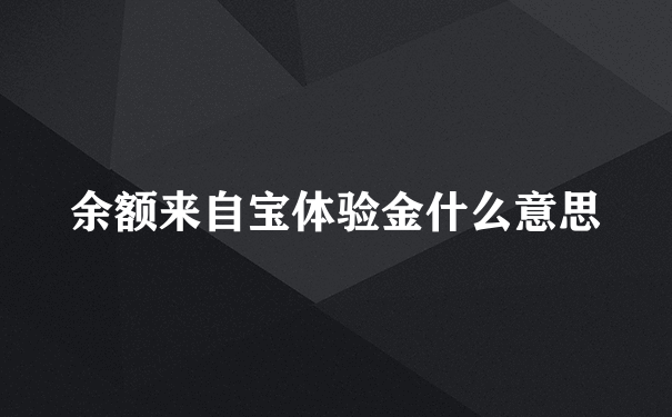 余额来自宝体验金什么意思