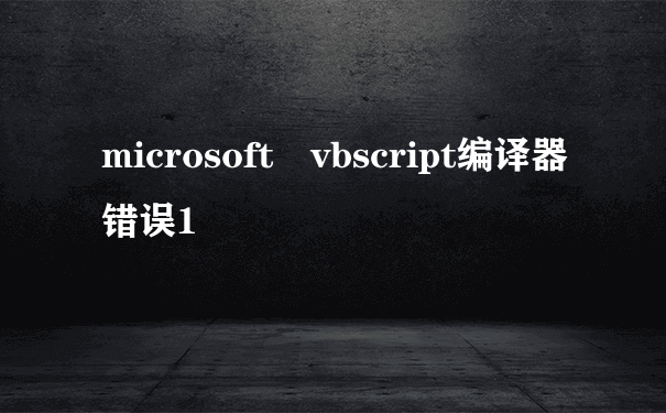 microsoft vbscript编译器错误1