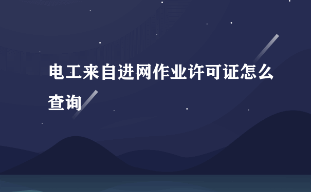 电工来自进网作业许可证怎么查询