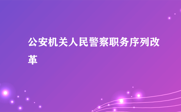 公安机关人民警察职务序列改革