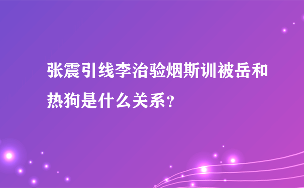 张震引线李治验烟斯训被岳和热狗是什么关系？