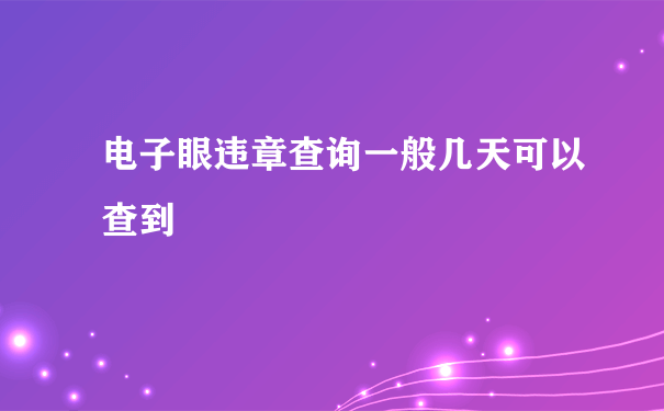 电子眼违章查询一般几天可以查到