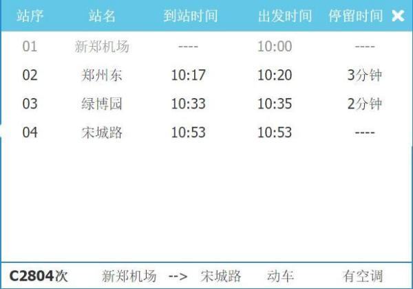 郑州到开封的轻轨来自时刻表