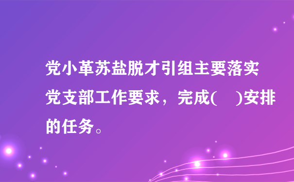 党小革苏盐脱才引组主要落实党支部工作要求，完成( )安排的任务。