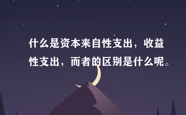 什么是资本来自性支出，收益性支出，而者的区别是什么呢。