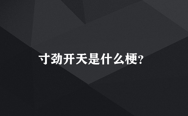 寸劲开天是什么梗？