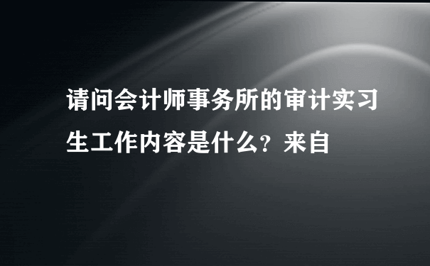 请问会计师事务所的审计实习生工作内容是什么？来自