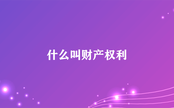 什么叫财产权利