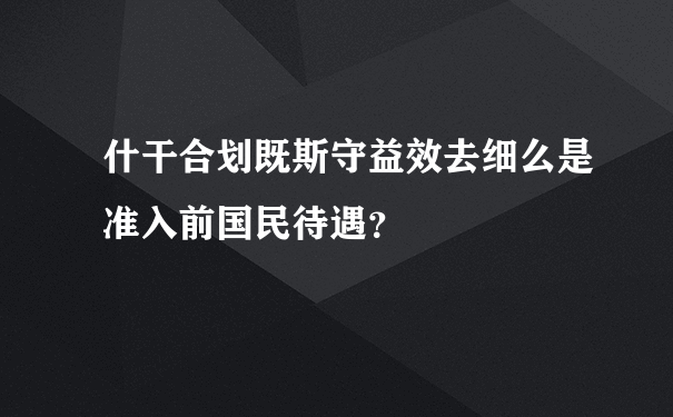 什干合划既斯守益效去细么是准入前国民待遇？