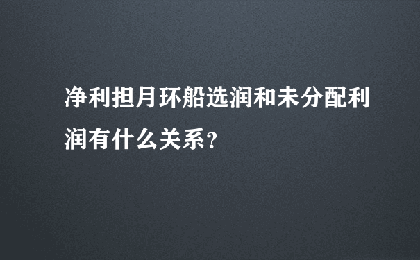 净利担月环船选润和未分配利润有什么关系？