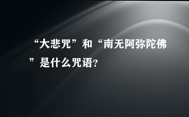 “大悲咒”和“南无阿弥陀佛”是什么咒语？