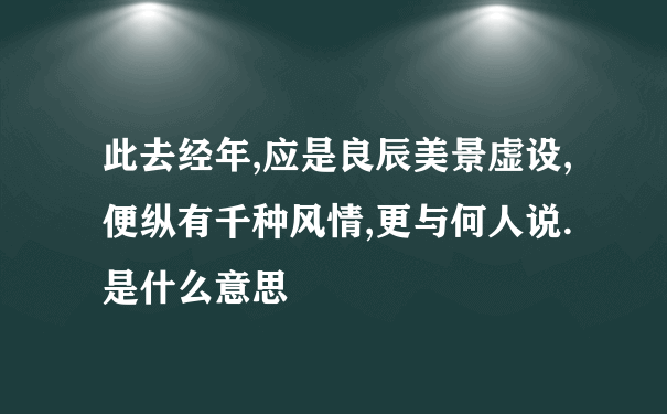 此去经年,应是良辰美景虚设,便纵有千种风情,更与何人说. 是什么意思