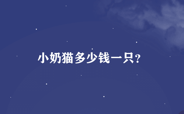 小奶猫多少钱一只？