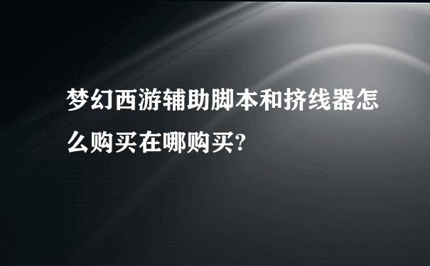 梦幻西游辅助脚本和挤线器怎么购买在哪购买?