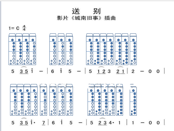 《送别》口琴的简谱。