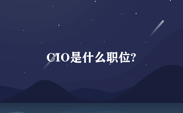 CIO是什么职位?