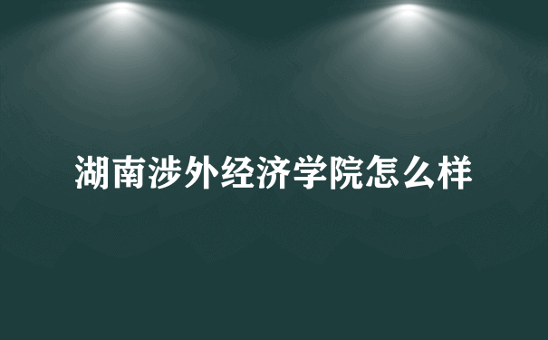 湖南涉外经济学院怎么样