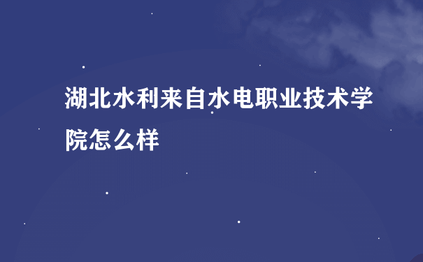 湖北水利来自水电职业技术学院怎么样