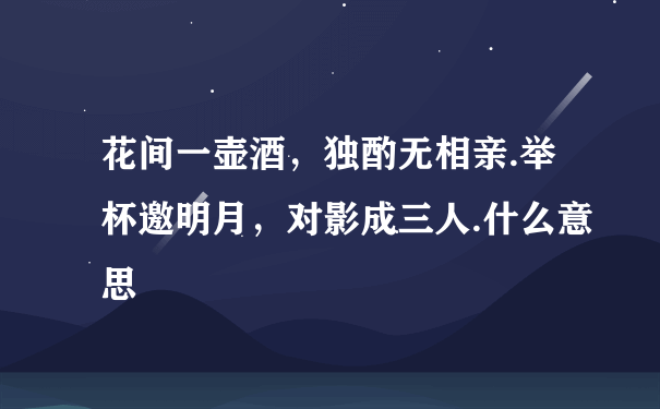 花间一壶酒，独酌无相亲.举杯邀明月，对影成三人.什么意思