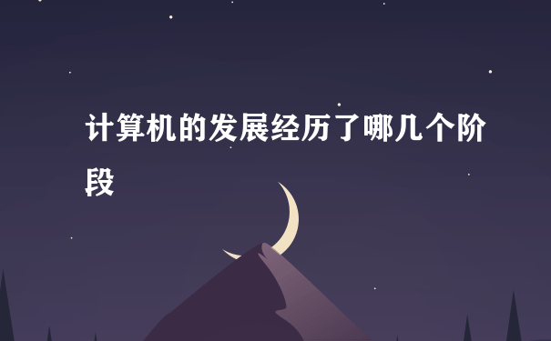 计算机的发展经历了哪几个阶段