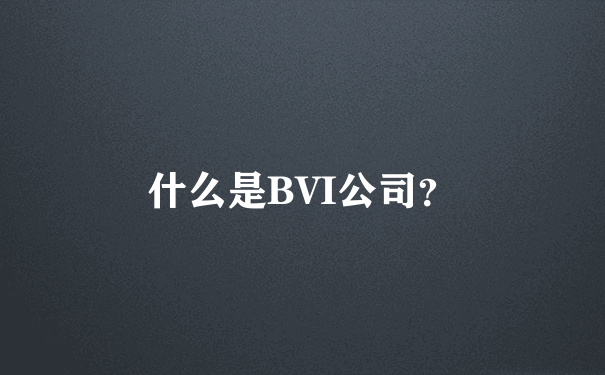 什么是BVI公司？