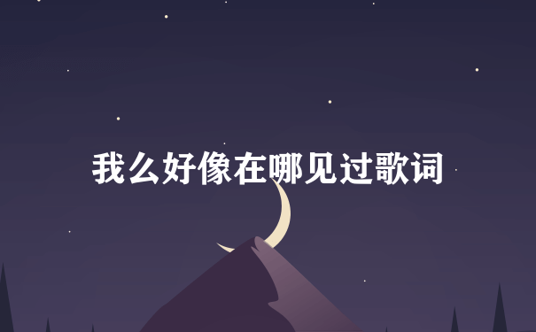 我么好像在哪见过歌词