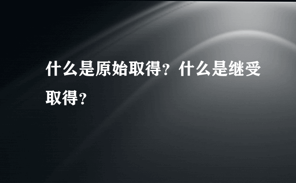 什么是原始取得？什么是继受取得？