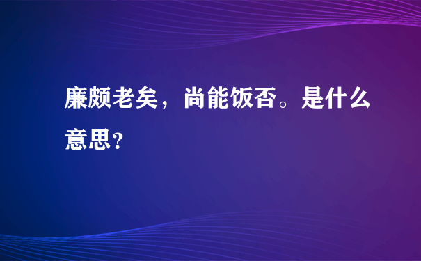 廉颇老矣，尚能饭否。是什么意思？