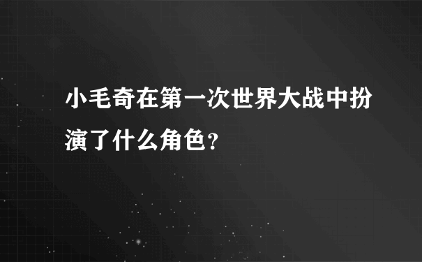 小毛奇在第一次世界大战中扮演了什么角色？