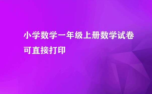 小学数学一年级上册数学试卷可直接打印