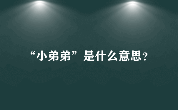 “小弟弟”是什么意思？