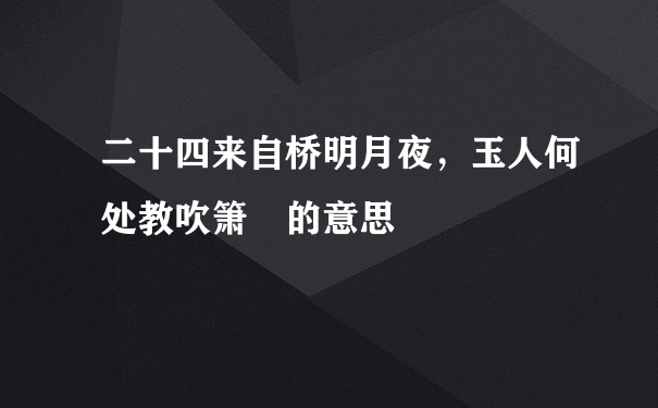 二十四来自桥明月夜，玉人何处教吹箫 的意思