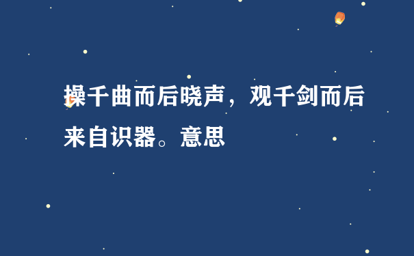 操千曲而后晓声，观千剑而后来自识器。意思