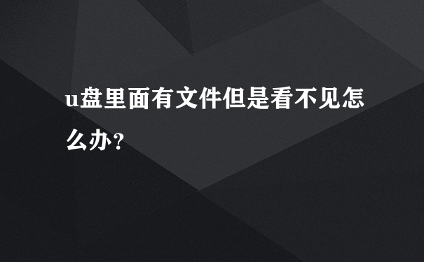 u盘里面有文件但是看不见怎么办？