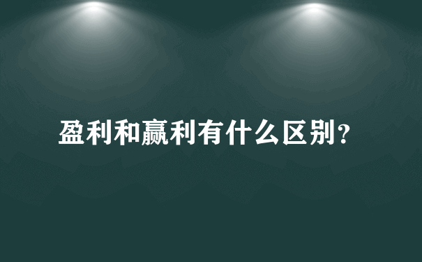 盈利和赢利有什么区别？