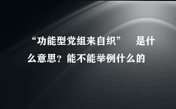 “功能型党组来自织” 是什么意思？能不能举例什么的