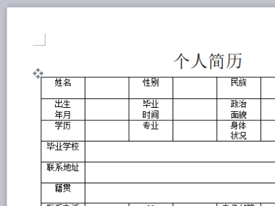 个人简历表格word格式