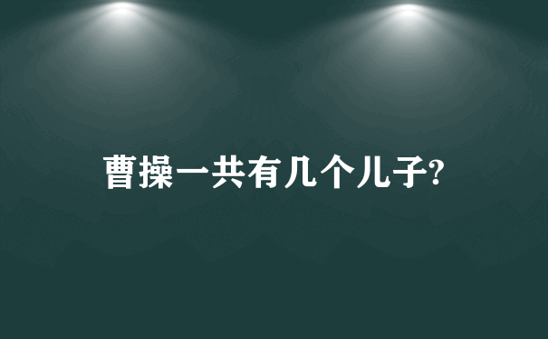 曹操一共有几个儿子?