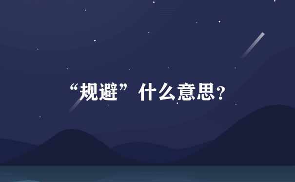 “规避”什么意思？