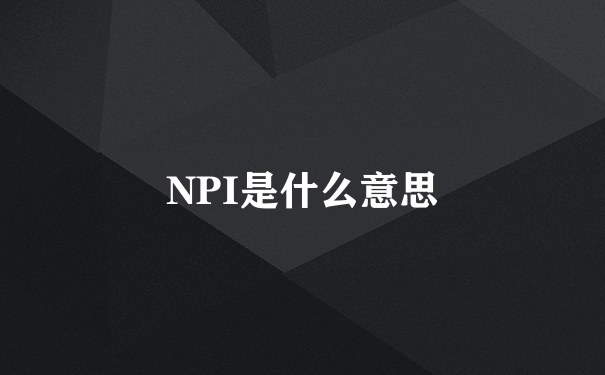 NPI是什么意思