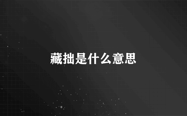 藏拙是什么意思