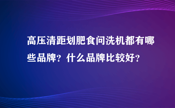 高压清距划肥食问洗机都有哪些品牌？什么品牌比较好？