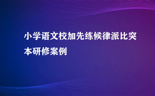 小学语文校加先练候律派比突本研修案例