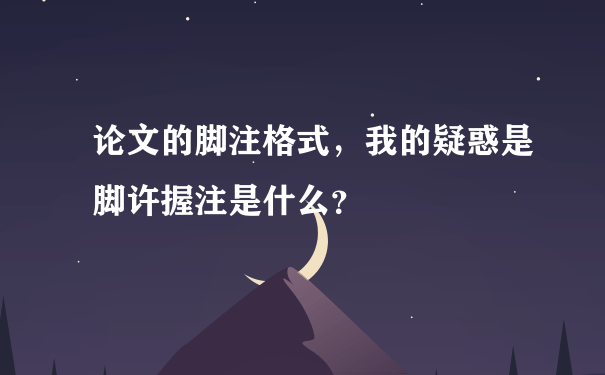 论文的脚注格式，我的疑惑是脚许握注是什么？