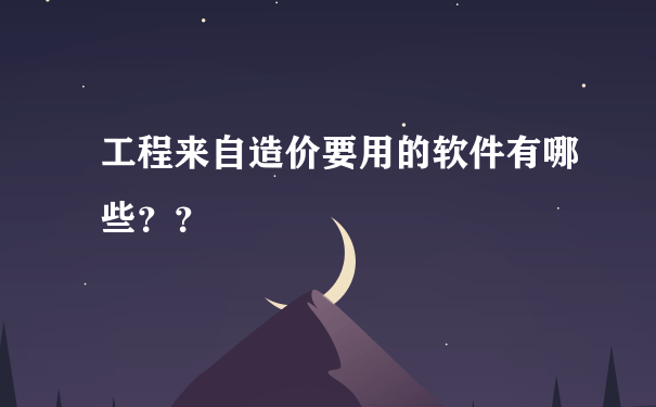 工程来自造价要用的软件有哪些？？