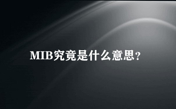 MIB究竟是什么意思？