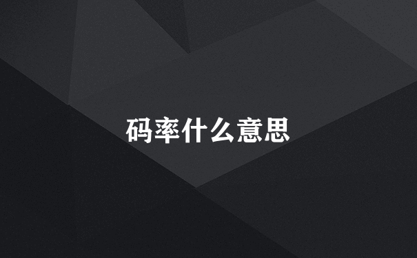 码率什么意思